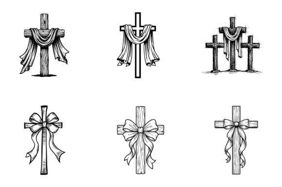6 Easter Cross Drape Bow SVG: Perfect for Graphics & T-Shirt Designs