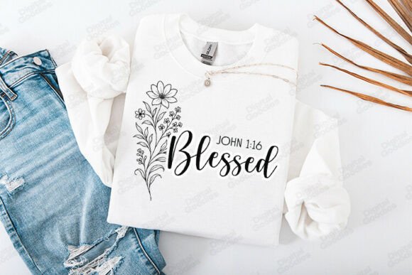 Blessed Floral Faith Typography: Graphics & T-Shirt Designs
