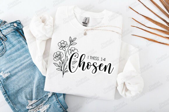 Chosen Floral Faith Typography: Graphics & T-Shirt Designs