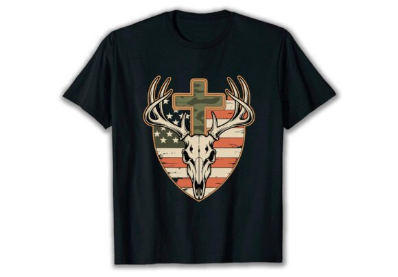 Deer Hunting Skull American Flag: A Versatile Graphics Asset for T-Shirt Designs