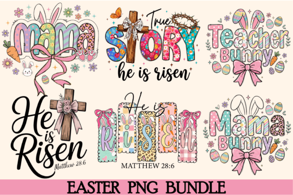 Easter PNG Bundle & Bunny Clipart for T-Shirt Graphics