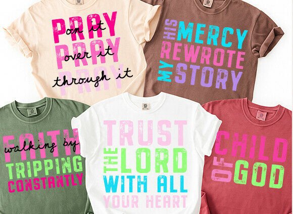 Faith God Quotes SVG PNG Bundle: T-Shirt Designs & Graphics