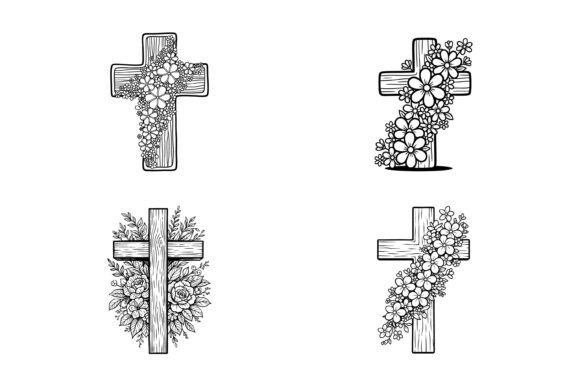 Floral Wooden Cross SVG Bundle Set: Graphics & T-Shirt Designs