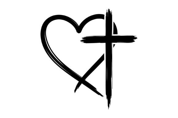 Heart and Cross Brush Symbol: A Versatile Graphics Asset for T-Shirt Designs