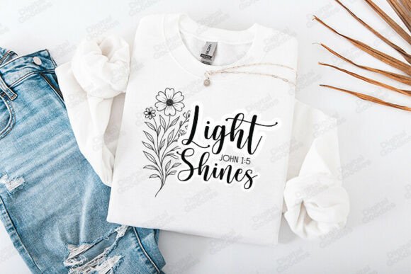 Light Shines John 1 Bible Verse Graphics for T-Shirts