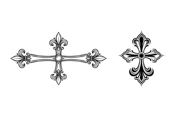 Ornate Fleur De Lis Cross SVG Bundle: Graphics & T-Shirt Designs