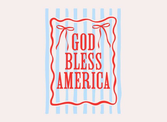 Preppy God Bless America PNG for T-Shirt Designs & Graphics
