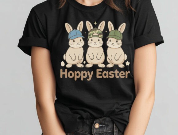 Retro Hoppy Easter SVG PNG, Camo Bunny for T-Shirt Designs