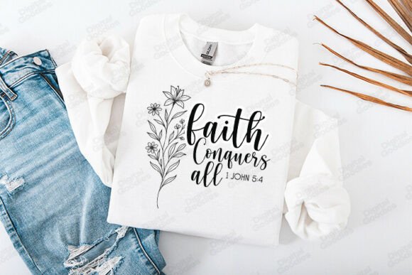 Review: Faith Conquers All Bible Verse Floral for T-Shirt Designs